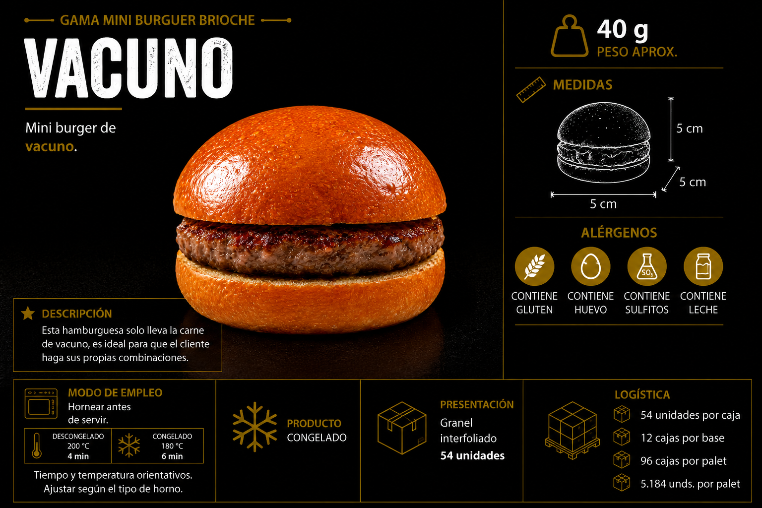 Mini burger brioche de vacuno para catering y hostelería