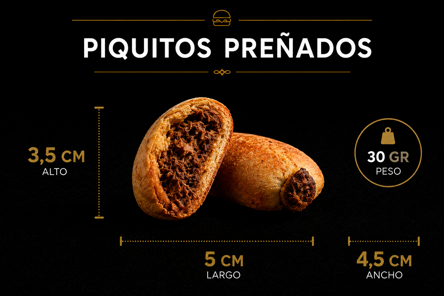 Piquitos preñados artesanos para catering y eventos